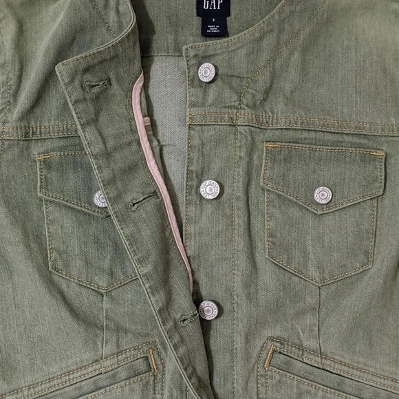 GAP Mock Neck Button Up Denim Jacket, Color Sage Green Size S - Picture 8 of 14